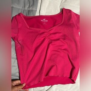 Hollister hot pink crop top